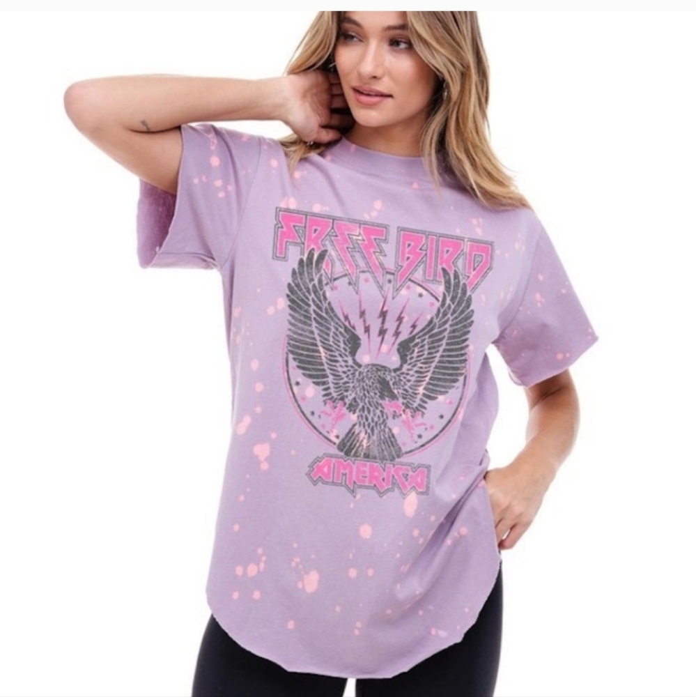 🌟 Lavender Free Bird America Vintage Graphic Top - Picture 1 of 1